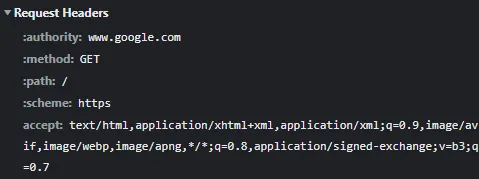 www.google.com의 Request Headers